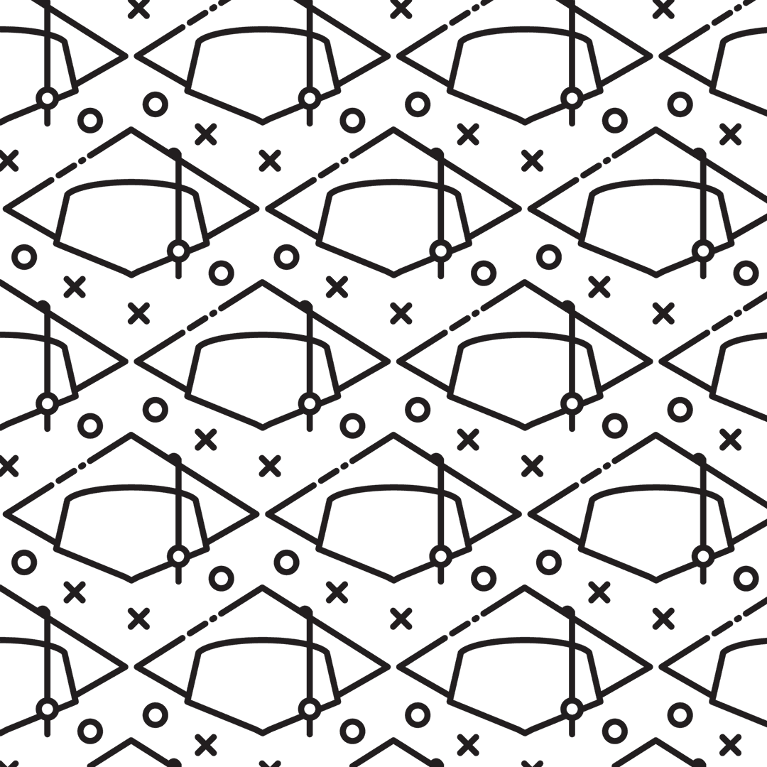 Seamless Pattern of Graduation Hats Transparent Background