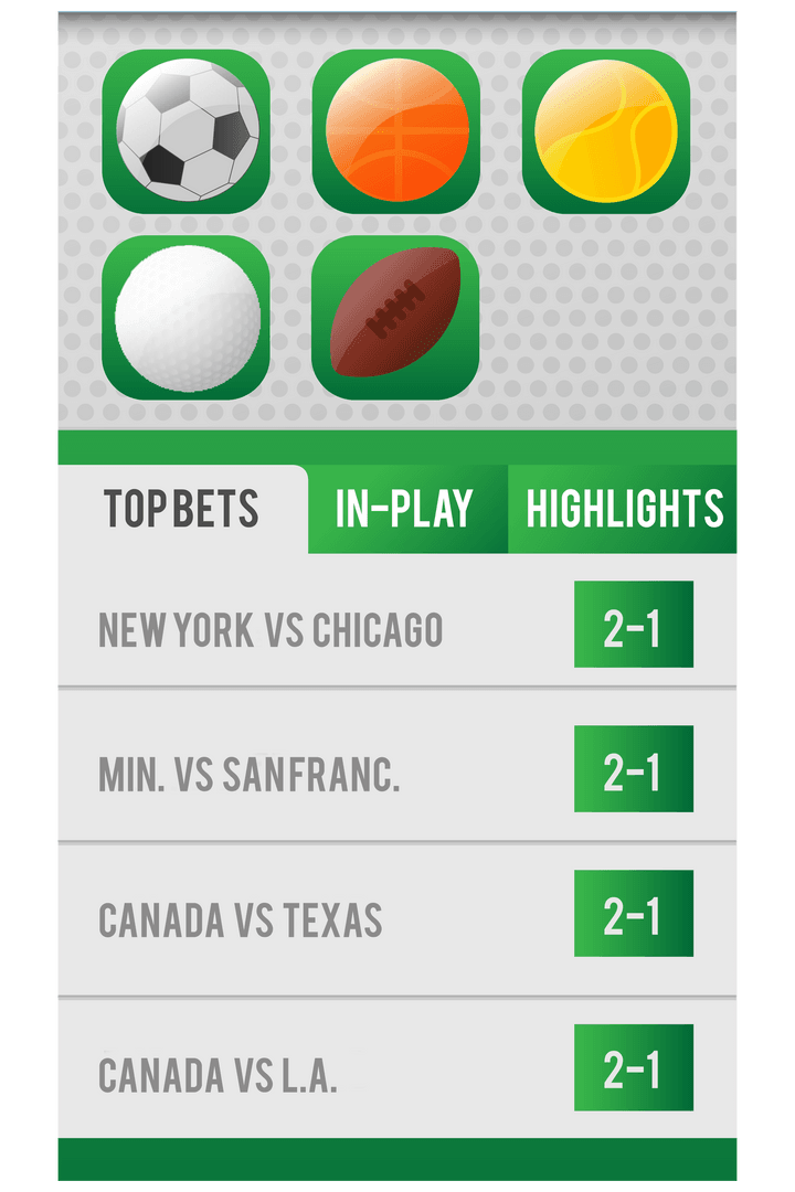Transparent Sports Icons Set with Match Highlights Interface