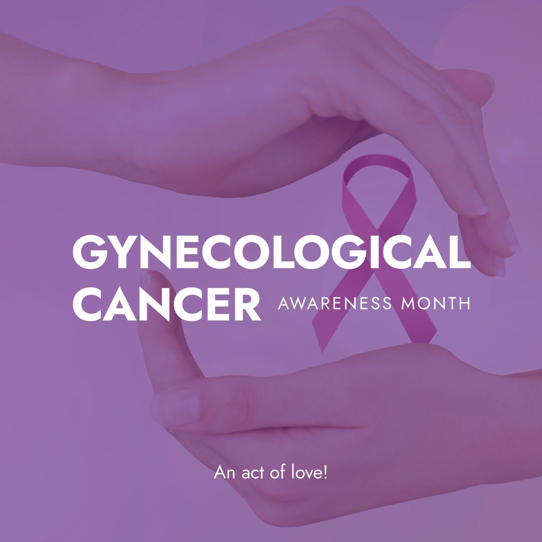 Gynecological Cancer Awareness with Ribbon and Hands
