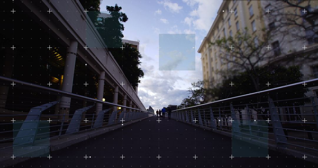 Abstract Urban Perspective Pedestrian Bridge with Minimalist Aesthetics