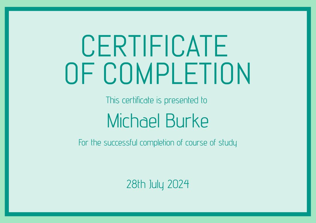 Modern Certificate of Completion Template with Minimalist Design - Download Free Stock Templates Pikwizard.com