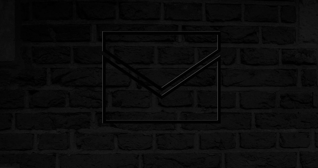 Glowing Neon Envelope Icon on Brick Wall Concept