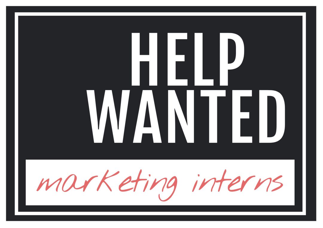 HELP WANTED Sign for Marketing Interns Job Recruitment - Download Free Stock Templates Pikwizard.com