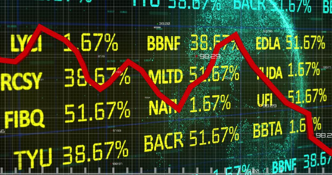 Financial Market Data on Digital Interface with Declining Graph