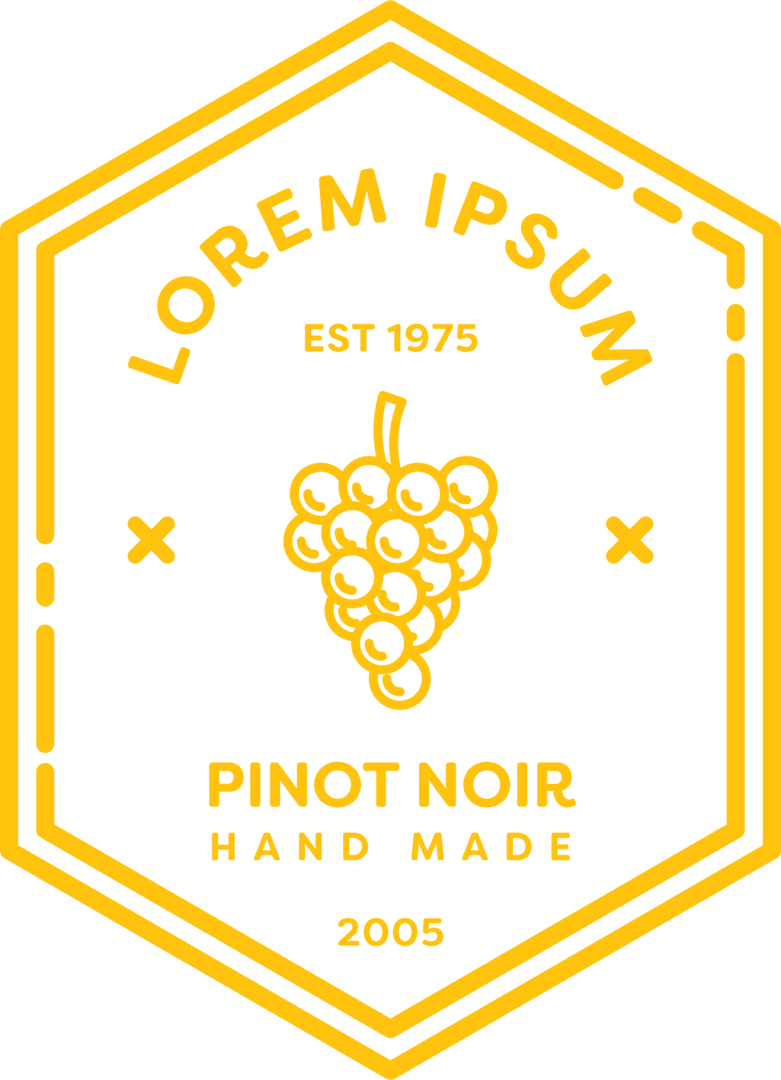 Transparent Yellow Wine Label Vector with Text and Grapes Icon