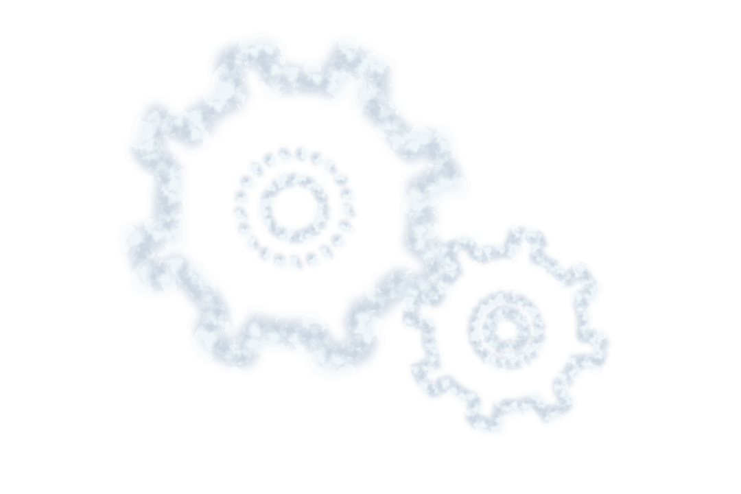 Digital Cog Wheels Made of Clouds on Transparent Background
