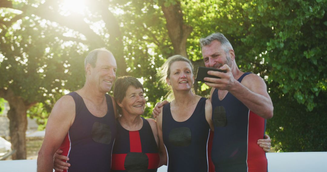 Senior Rowing Team Taking a Selfie After Training Session - Free Images, Stock Photos and Pictures on Pikwizard.com