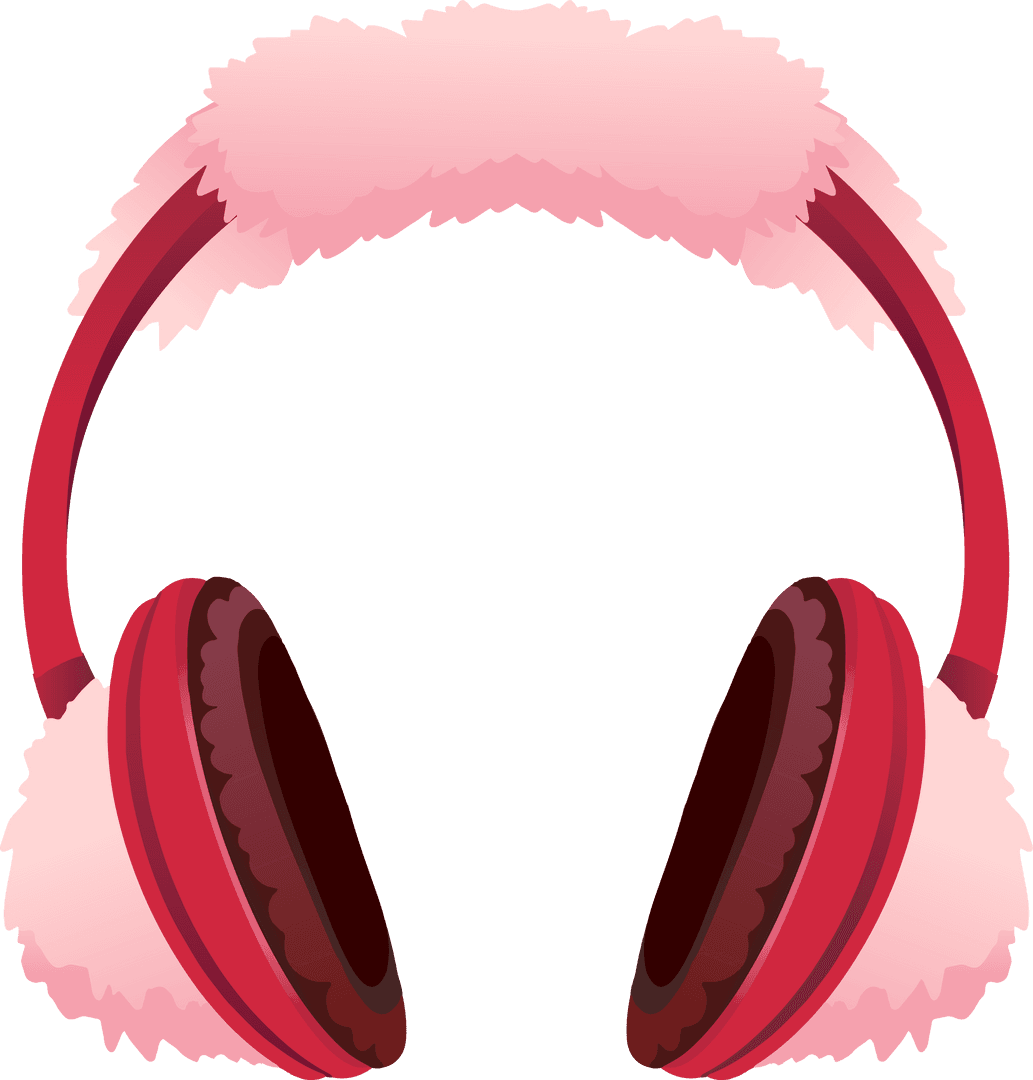 Transparent Pink Fluffy Plush Earmuffs with Red Headband