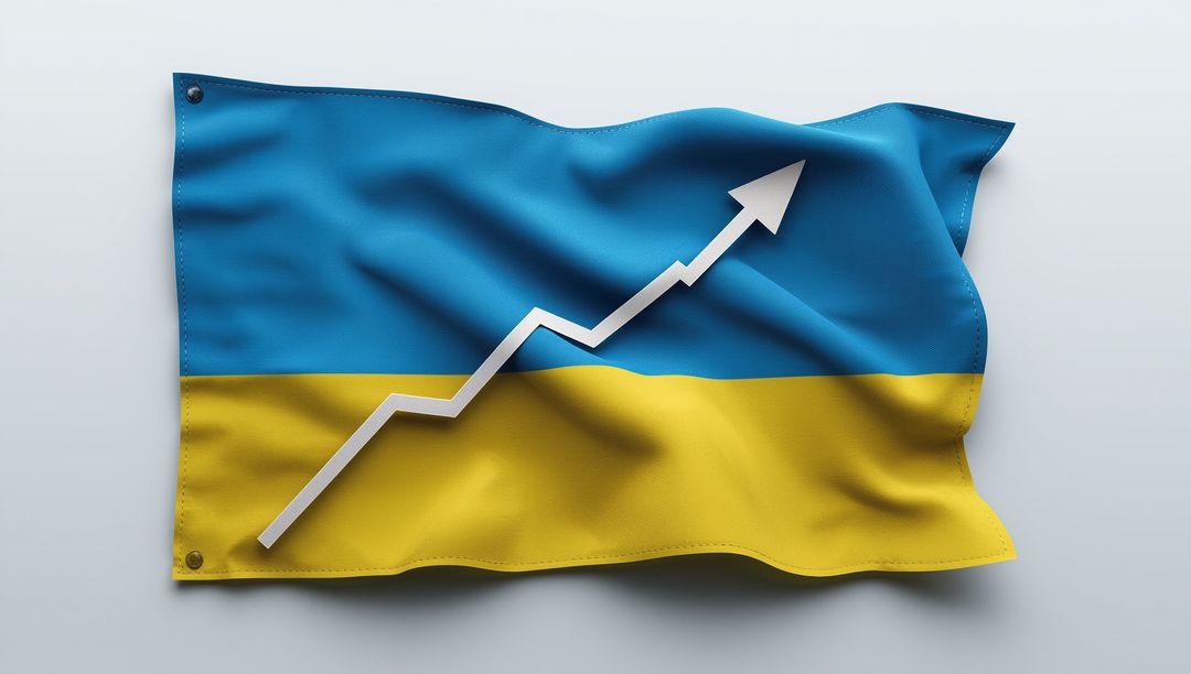Ukrainian Flag with Upward Arrow Symbolizing Growth and Optimism