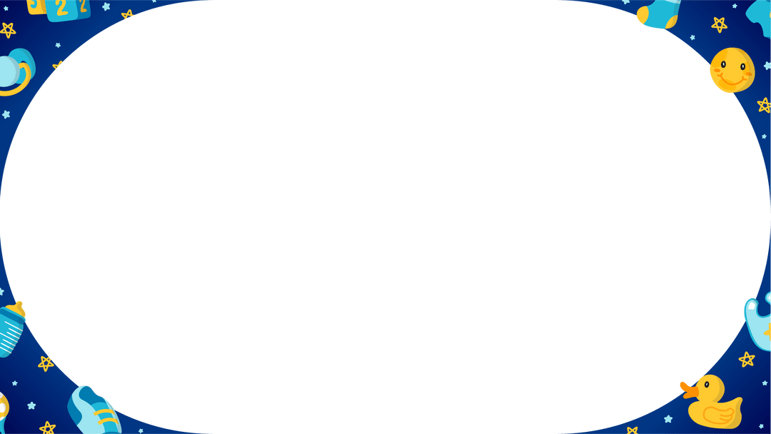 Flat Design Baby Frame with Duck and Pacifier on Transparent Background