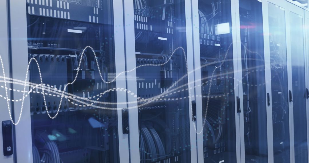 Modern Data Center Technology Infrastructure with LED Indicators