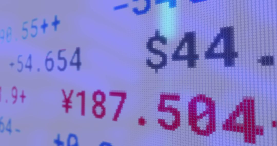 Digital Display of Currency Exchange Rates on Financial Data Screen