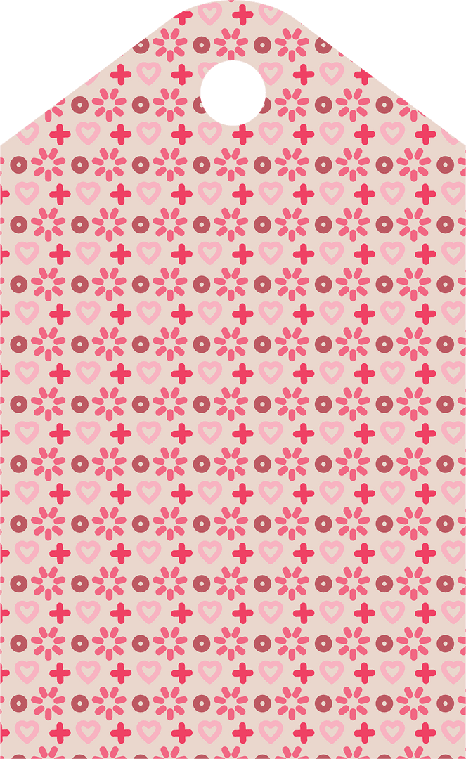 Christmas Tag Design with Festive Pattern on Transparent Background