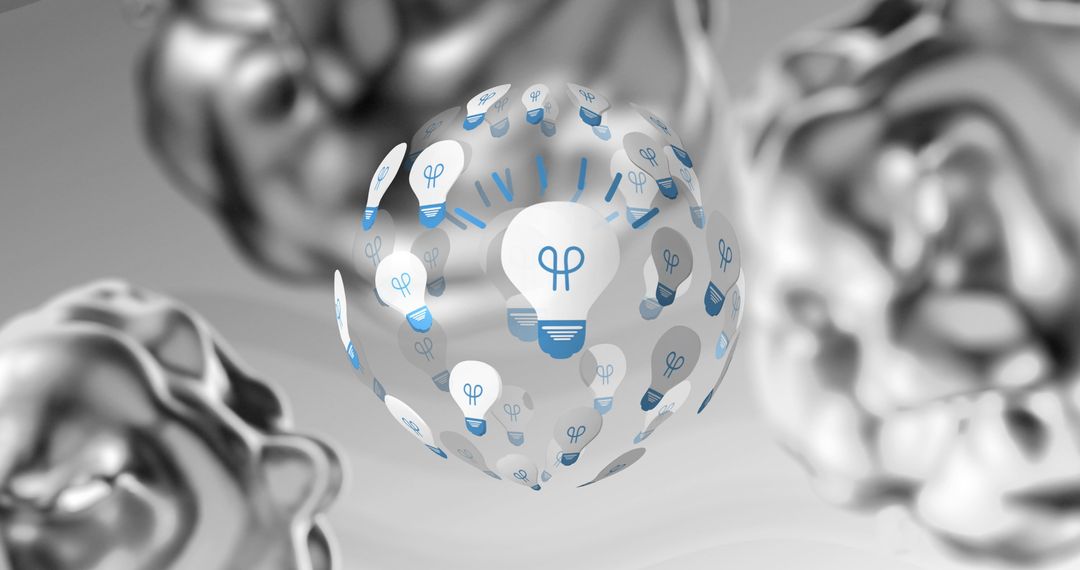 Sphere with Light Bulb Icons Symbolizing Innovation