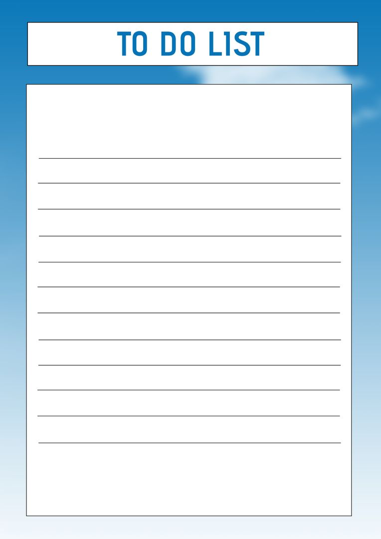 Blank To Do List Template with Blue Sky Background - Download Free Stock Templates Pikwizard.com
