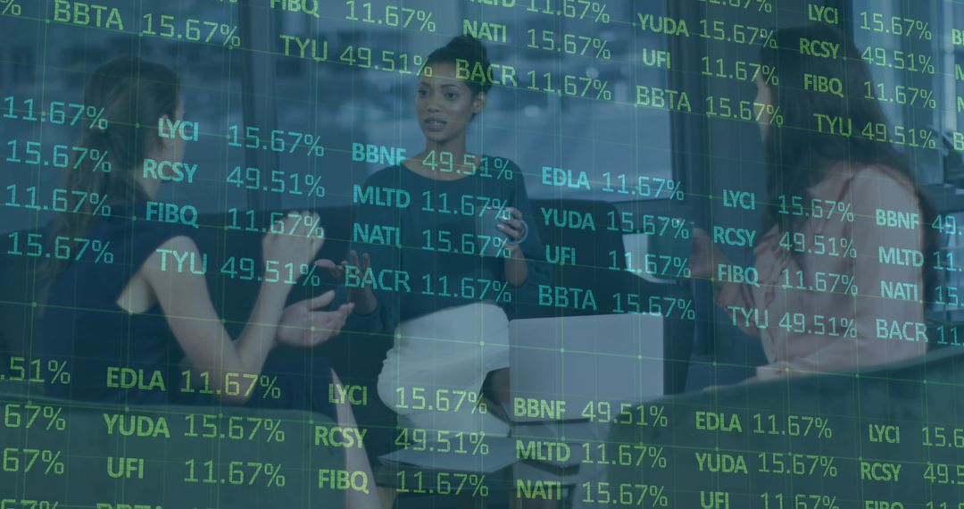 Business People Analyzing Stocks with Digital Interface