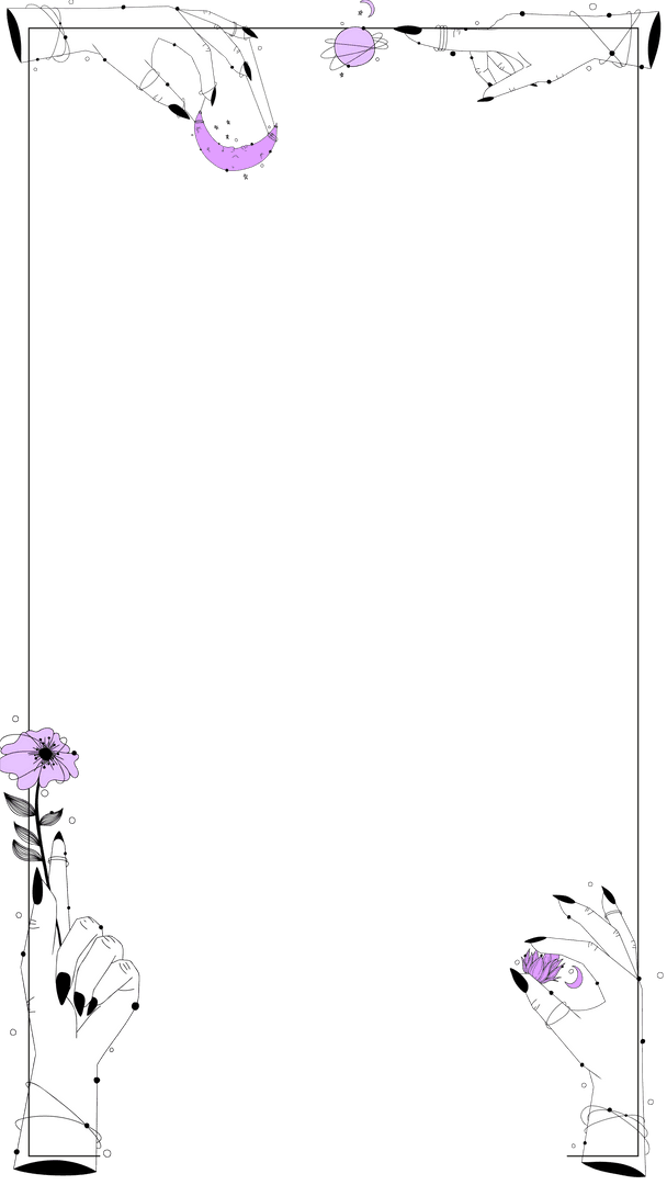 Transparent Frame with Celestial Hands and Lavender Accents