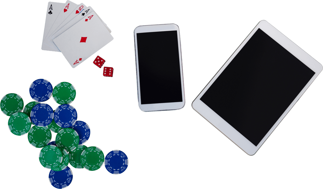Transparent Playing Cards and Gadgets Around Poker Chips