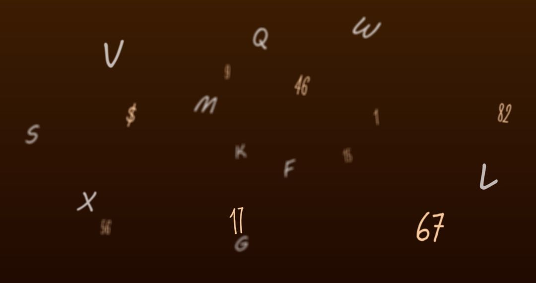 Floating Letters and Numbers on Brown Backdrop