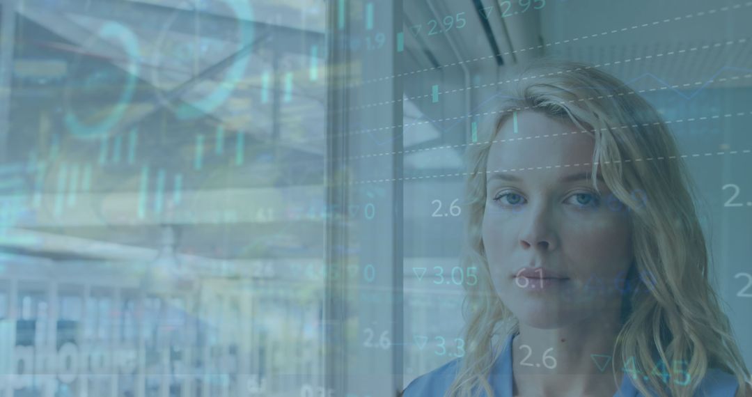 Analyst Analyzing Candlestick Charts in Modern Office Space