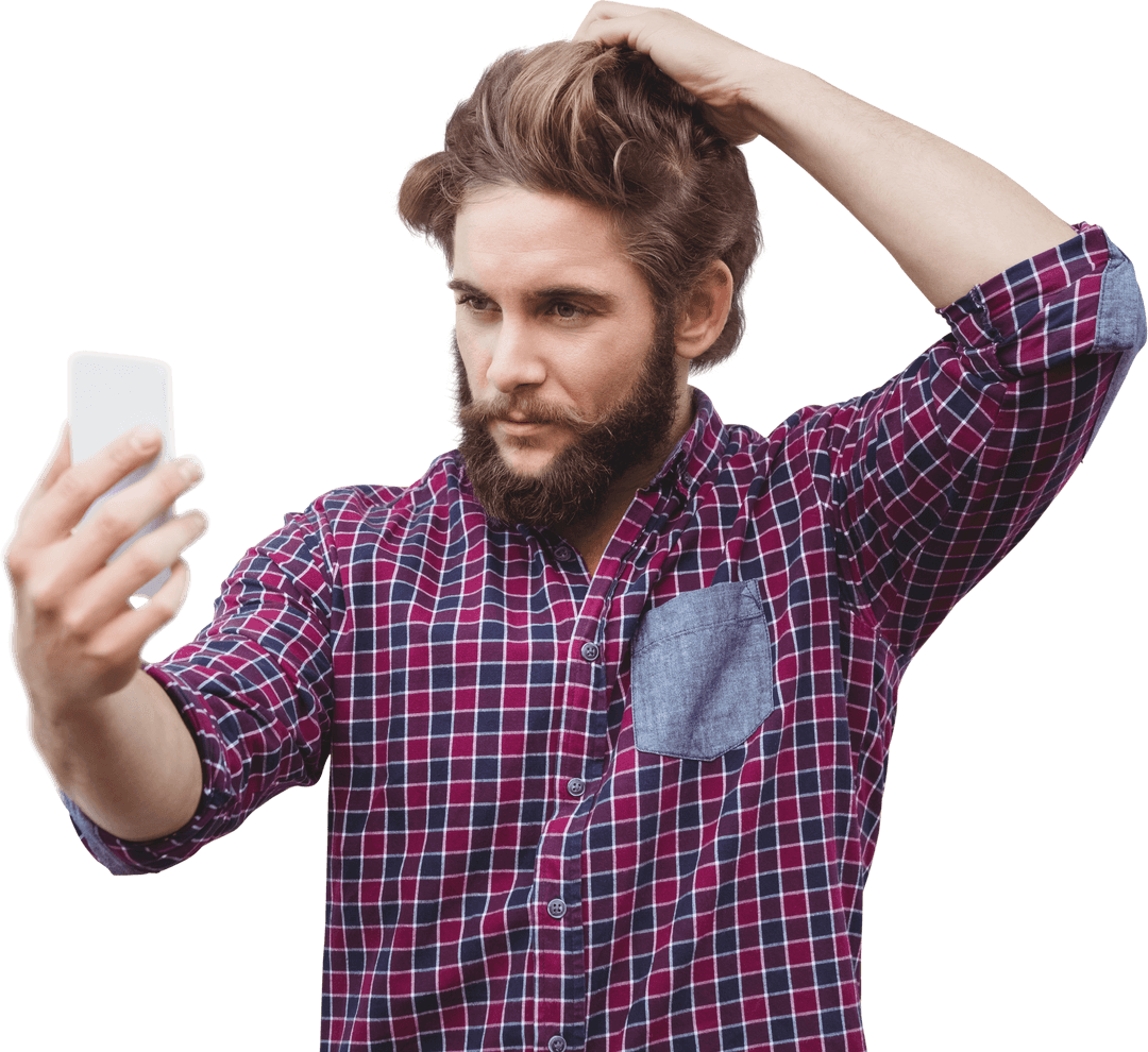 Confident Hipster Taking Selfie Transparent Background