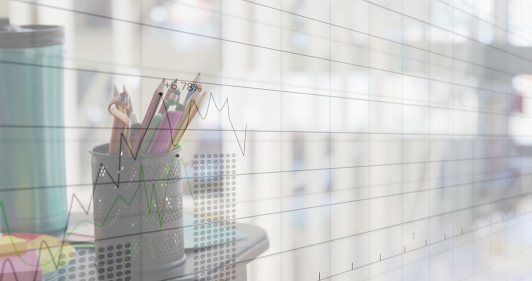 Abstract Business Growth Charts with Office Supplies