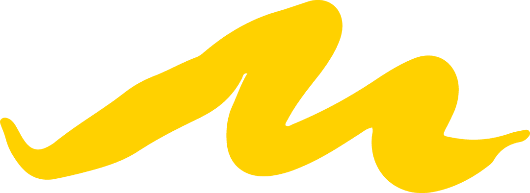 Abstract Yellow Brush Stroke in Organic Wave Form on Transparent Background