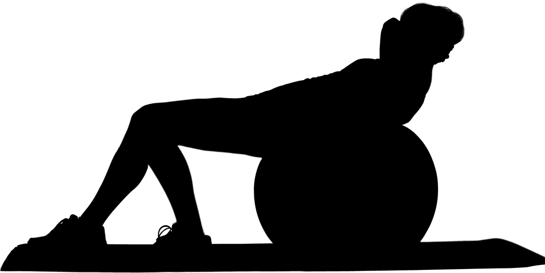 Silhouette Sportswoman with Exercise Ball on Transparent Background