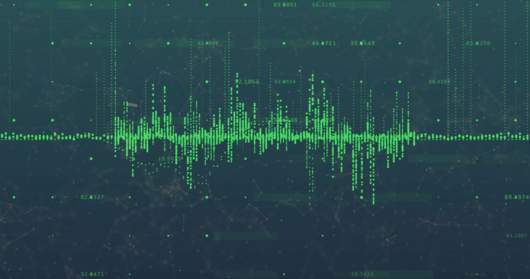 Abstract Green Waveform with Digital Data Elements