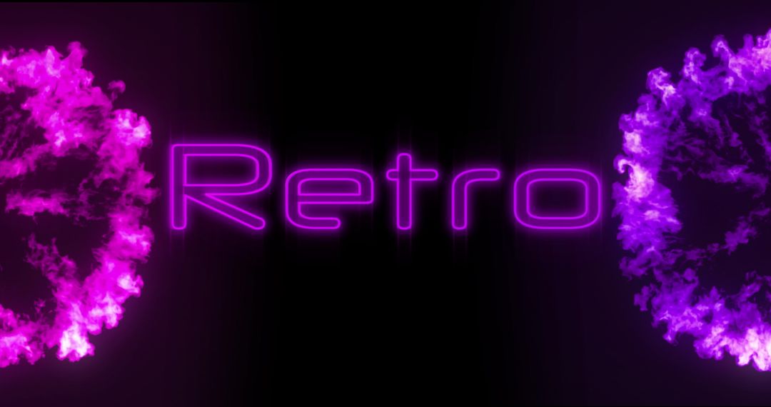 Vibrant Retro Neon Text With Purple Light Explosions