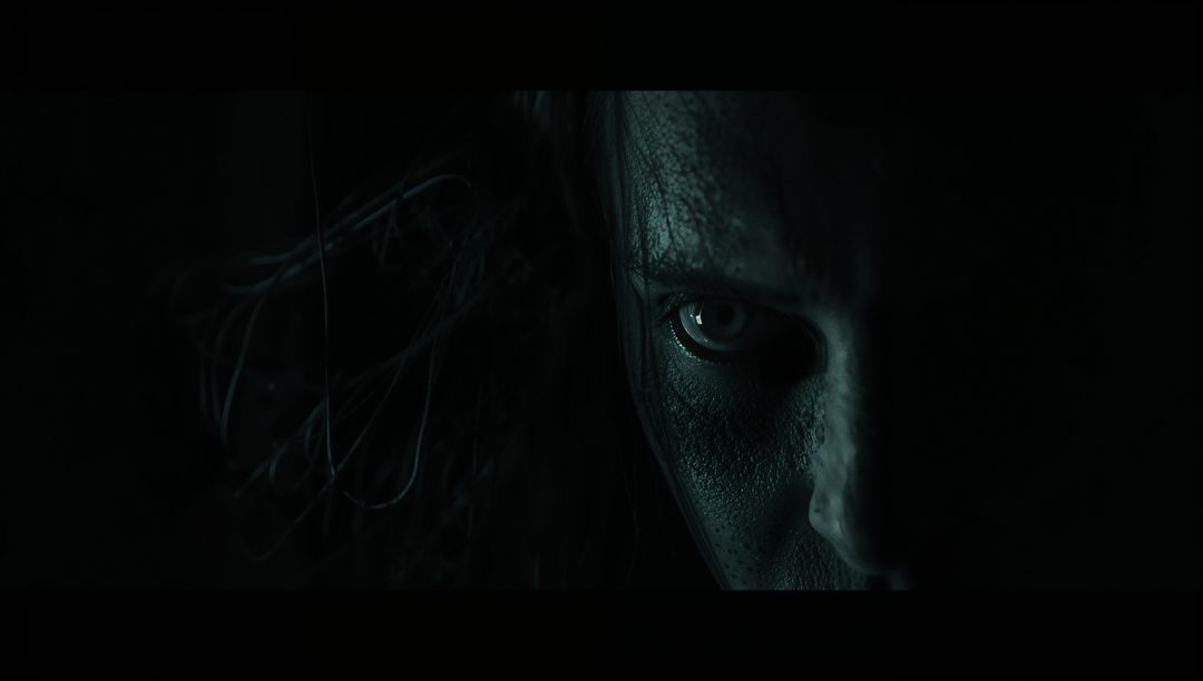 Moody Dystopian Figure with Wet Skin in Dim Light