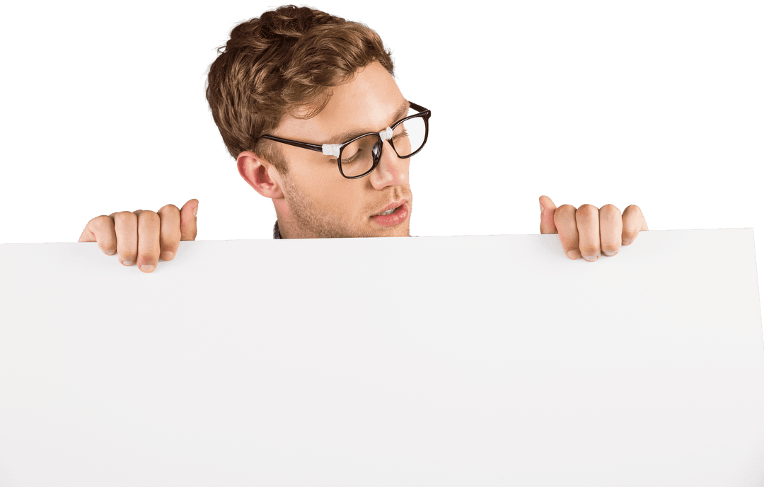 Transparent Background Geek Hipster Showing Empty Card - Download Free Stock Images Pikwizard.com