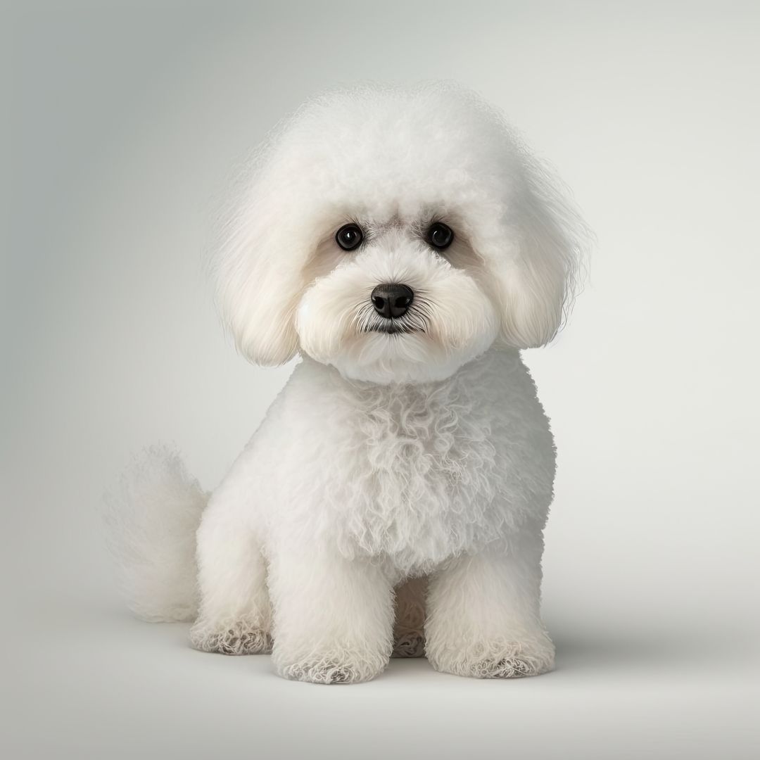 Close up of cute white bichon dog on white background, created using generative ai technology - Free Images, Stock Photos and Pictures on Pikwizard.com