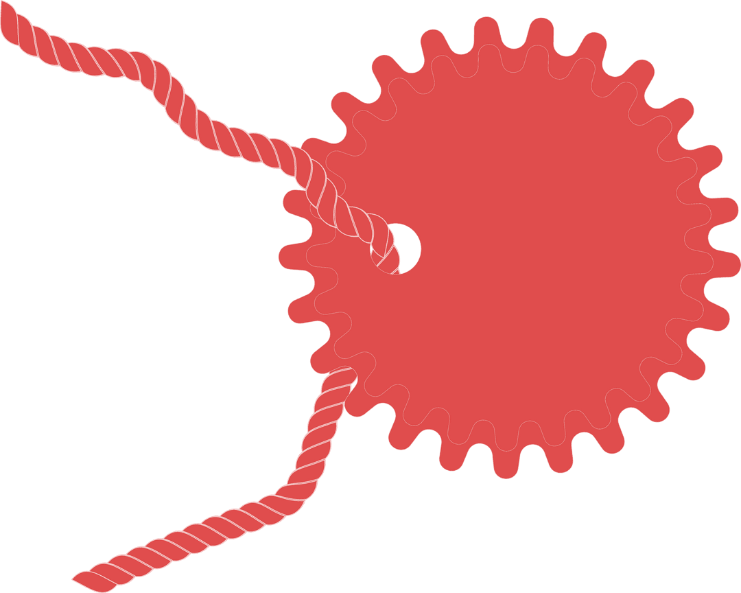 Transparent Red Gear with Rope and Copy Space