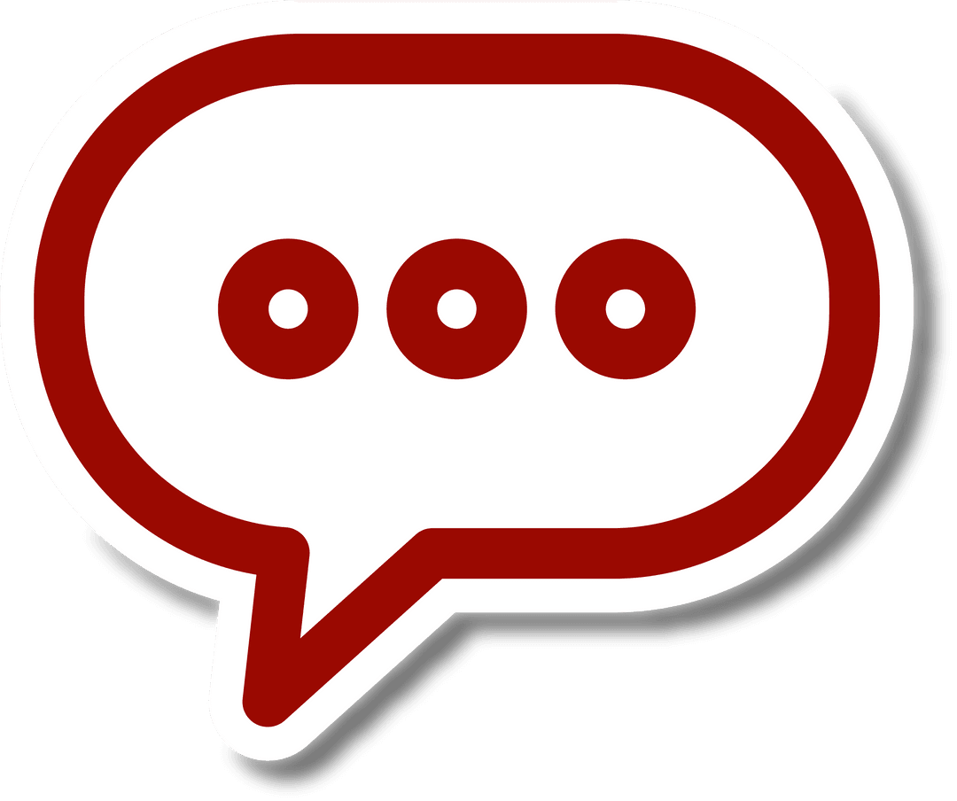 Minimalist Speech Bubble with Red Dots on Transparent Background