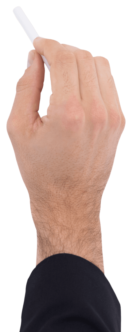 Transparent Hand of Businessman Holding Chalk for Writing Concepts