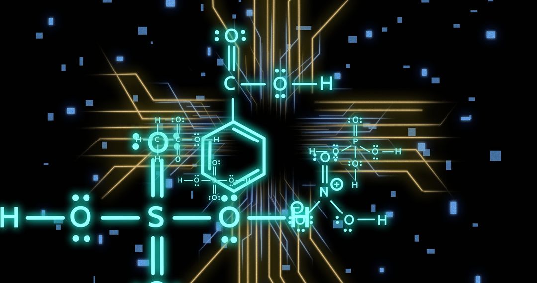 Glowing Chemical Formula Interfaces with Circuit Board Design