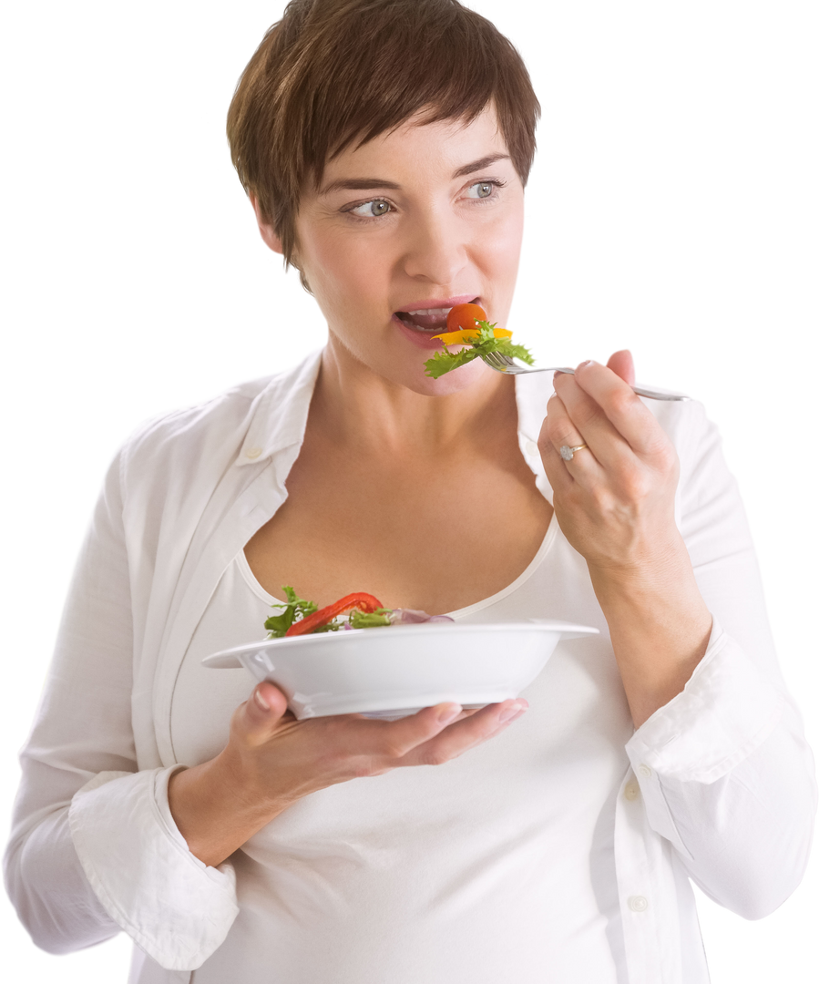 Transparent Image of Pregnant Woman Eating Healthy Salad - Download Free Stock Images Pikwizard.com