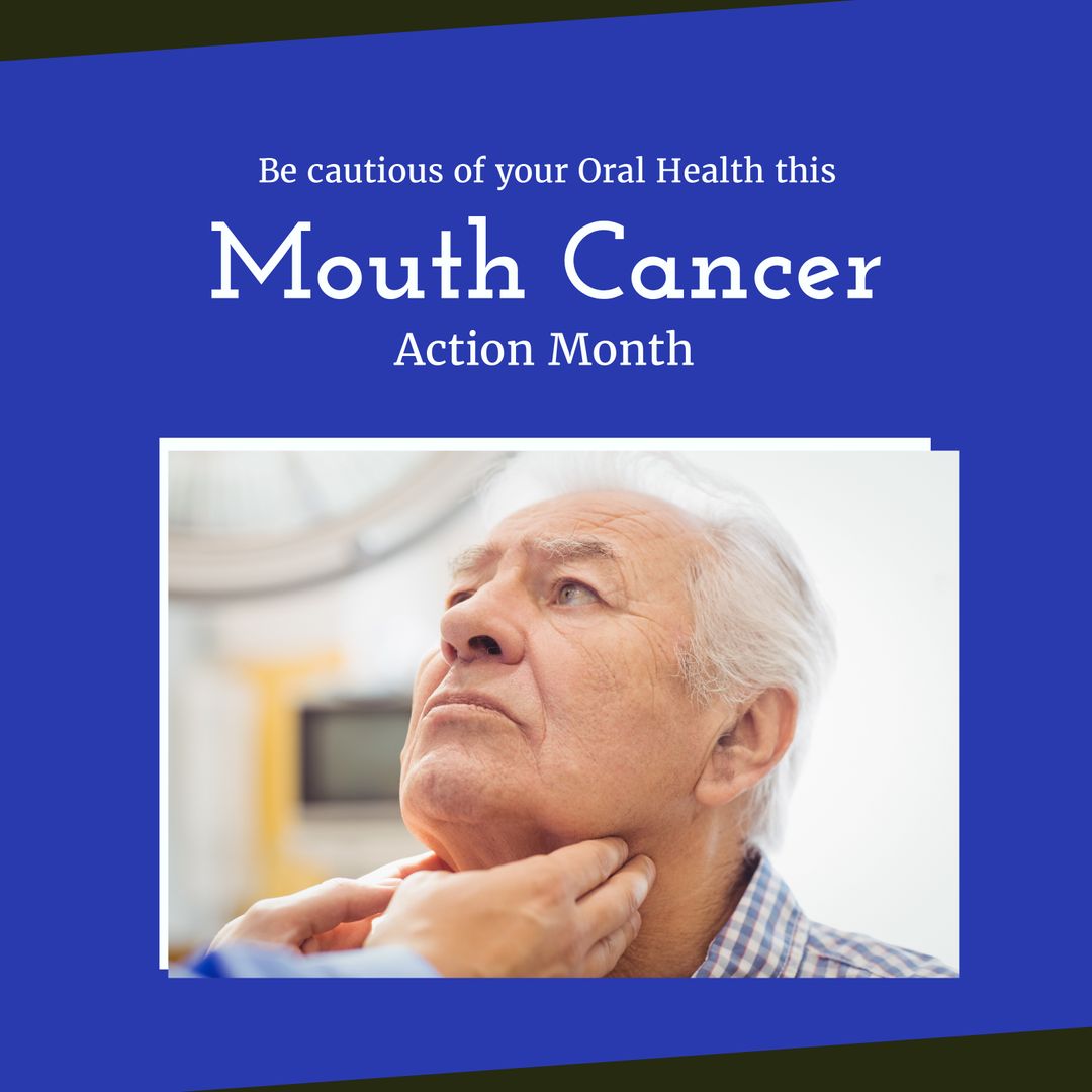 Mouth Cancer Action Month Awareness Poster with Doctor Examining Senior Man - Download Free Stock Templates Pikwizard.com