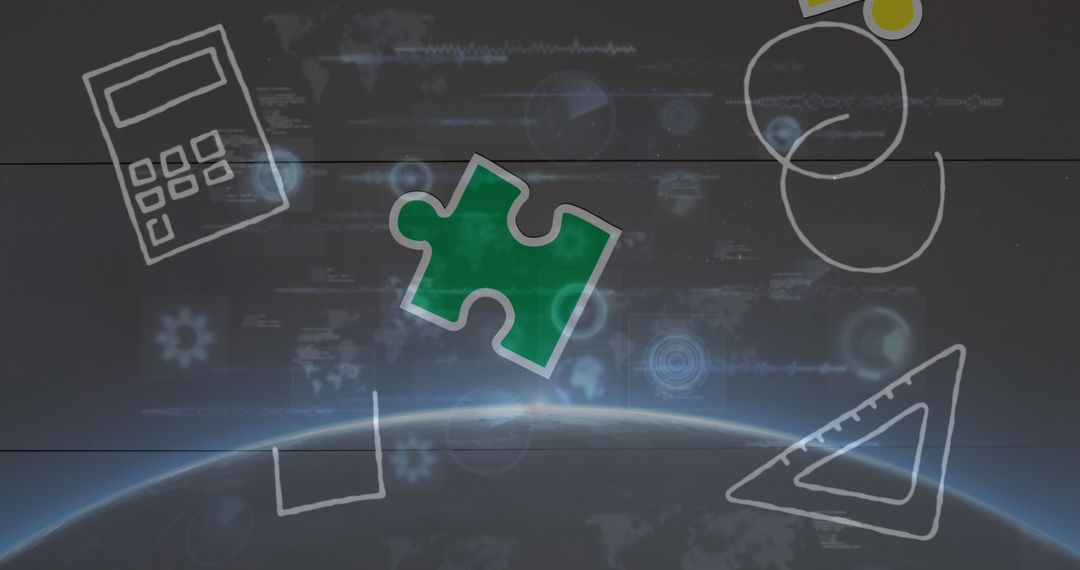 Autism Awareness Symbolized by Puzzle Pieces and Equations