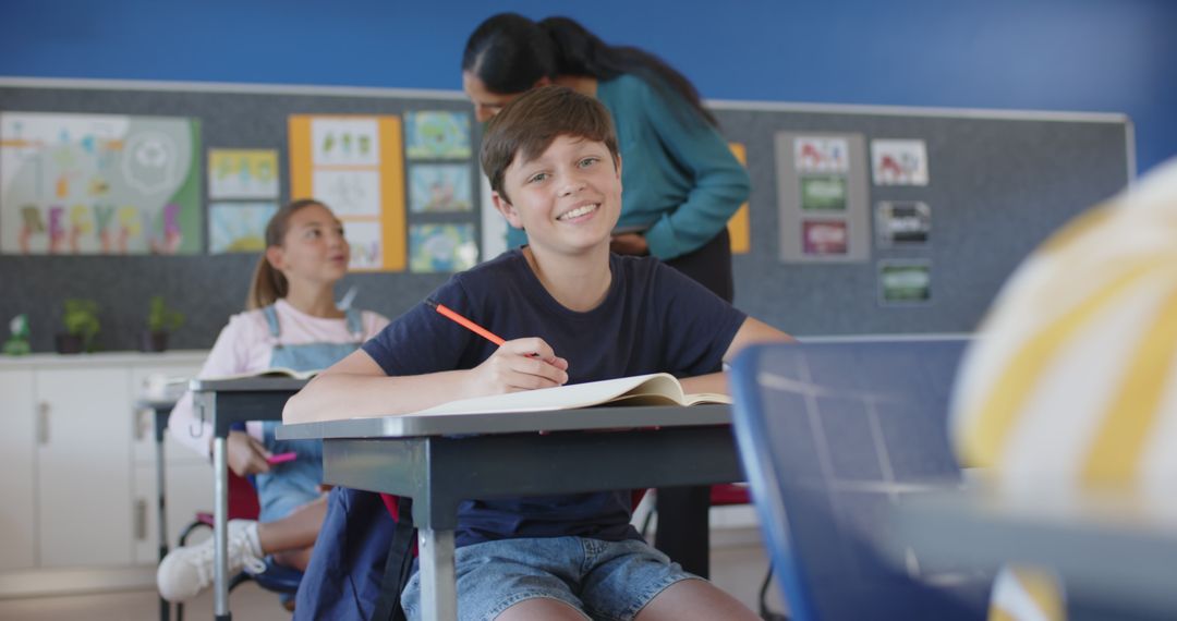 Students Engaging in Writing Activities in Classroom