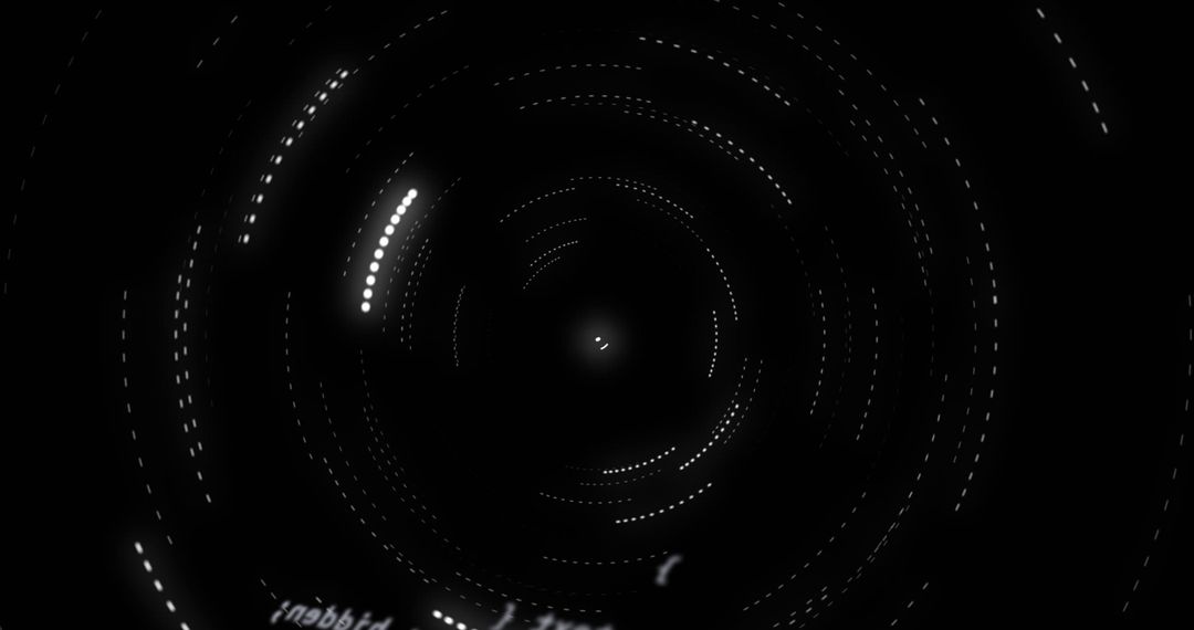 Futuristic Circles of Light in Digital Space Converging