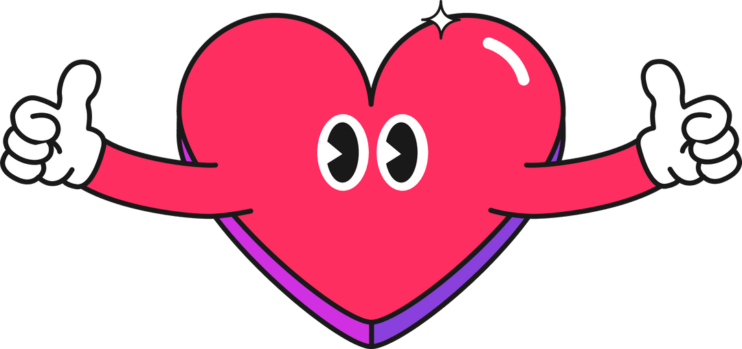 Friendly Heart Cartoon Giving Thumbs Up PNG with Transparent Background