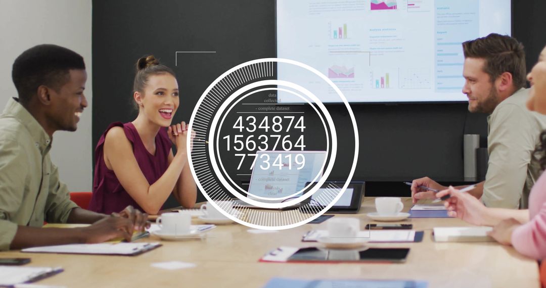 Diverse Team Collaborating in Futuristic Office Meeting