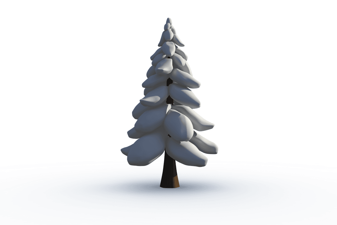 Digital Snow-Covered Fir Tree on Transparent Background