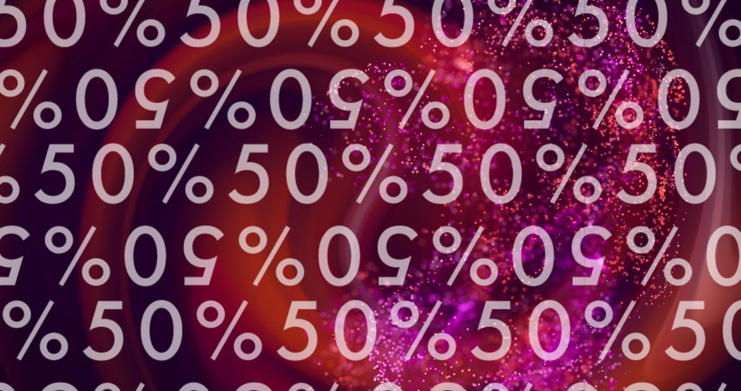 Vibrant 50 Percent Symbol with Abstract Hues