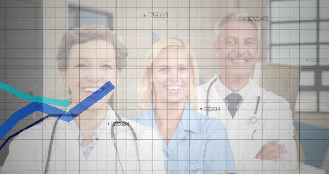 Healthcare Team in Clinical Setting with Data Overlay