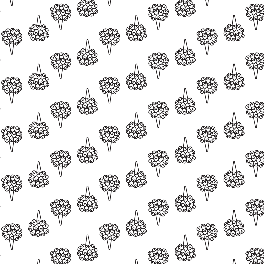 Seamless Flower Vector Pattern on Transparent Background