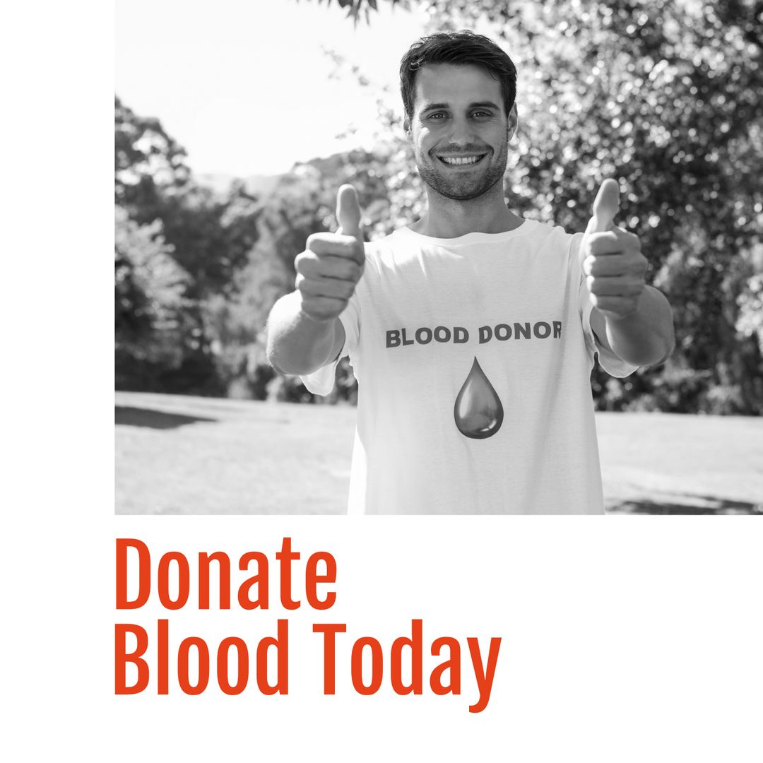 Smiling Man Promoting Blood Donation