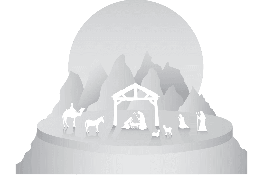 Transparent Nativity Scene Illustration of Jesus' Birth